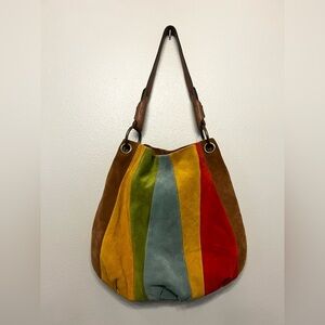 Ninewest Vintage America Collection Trendy Multicolor Suede Hobo Bag